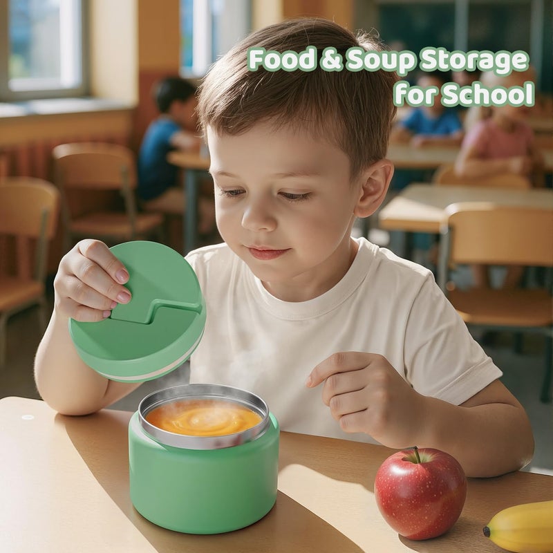 Godobo 14.5oz Soup Thermo for Hot Food Kids Vacuum Insulated Food Jar Twist-Free Soup Thermo for Hot Food Kids Leakproof Stainless Steel Wide Mouth Lunch Container (Green) - Image 4